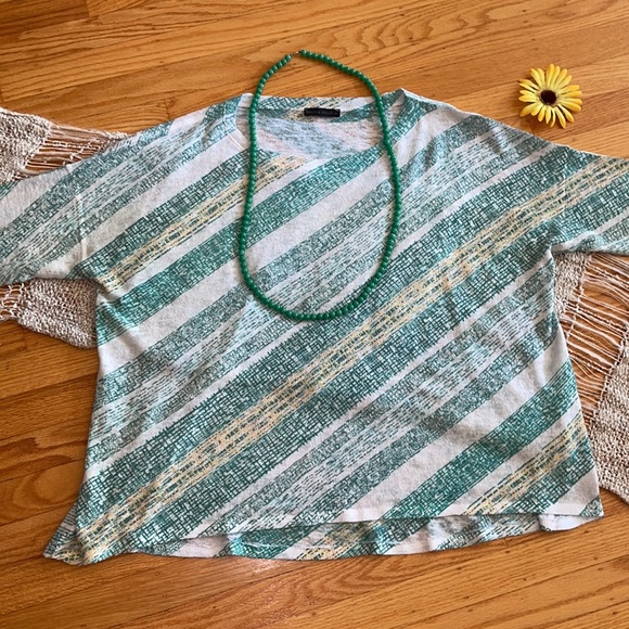 🌺 NALLY & MILLIE; Pretty Designer, Green/White/Yellow 3/4 Length Sleeve Top XL! - Picture 9 of 12